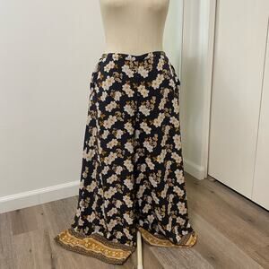 Rip Curl Floral Wide Leg Pants Medium Boho Beach Palazzo Elastic Waist